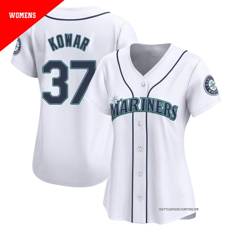Women's Seattle Mariners ＃37 Jackson Kowar White Limited Home Jersey