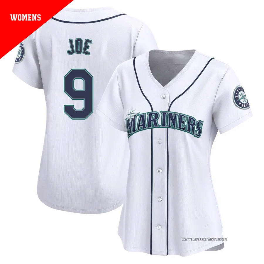 Women's Seattle Mariners ＃9 Connor Joe White Limited Home Jersey