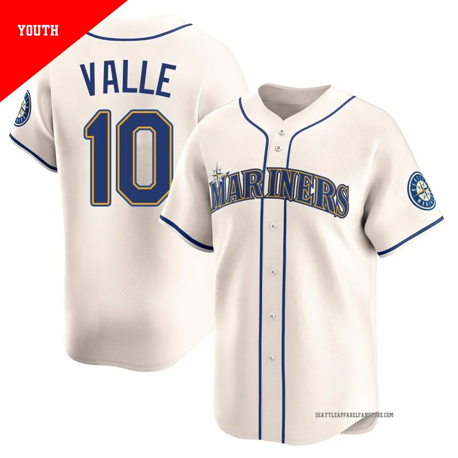 Youth Seattle Mariners ＃10 Dave Valle Cream Limited Alternate Jersey