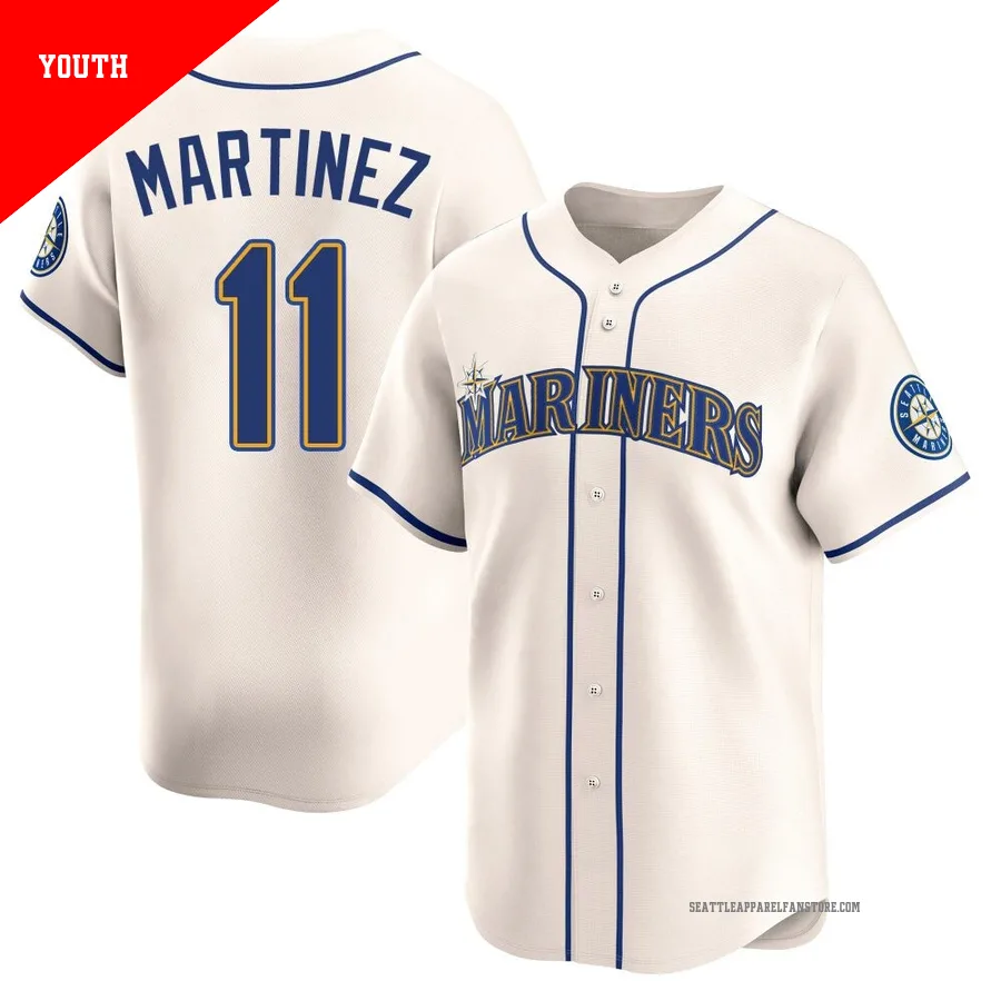 Youth Seattle Mariners ＃11 Edgar Martinez Cream Limited Alternate Jersey
