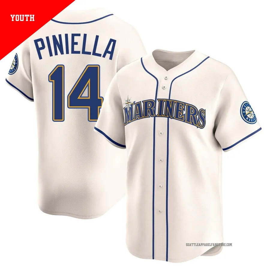 Youth Seattle Mariners ＃14 Lou Piniella Cream Limited Alternate Jersey
