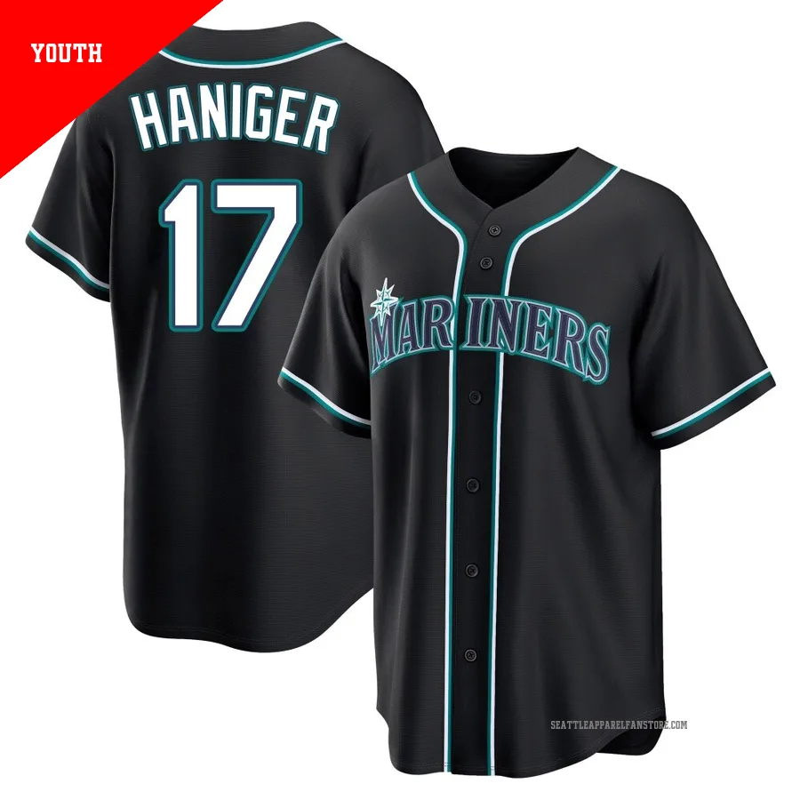 Youth Seattle Mariners ＃17 Mitch Haniger Black Replica Fashion Out Jersey