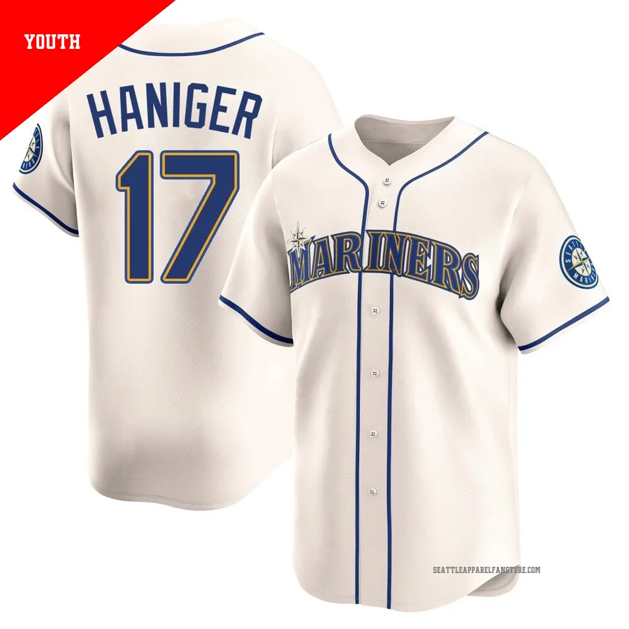 Youth Seattle Mariners ＃17 Mitch Haniger Cream Limited Alternate Jersey