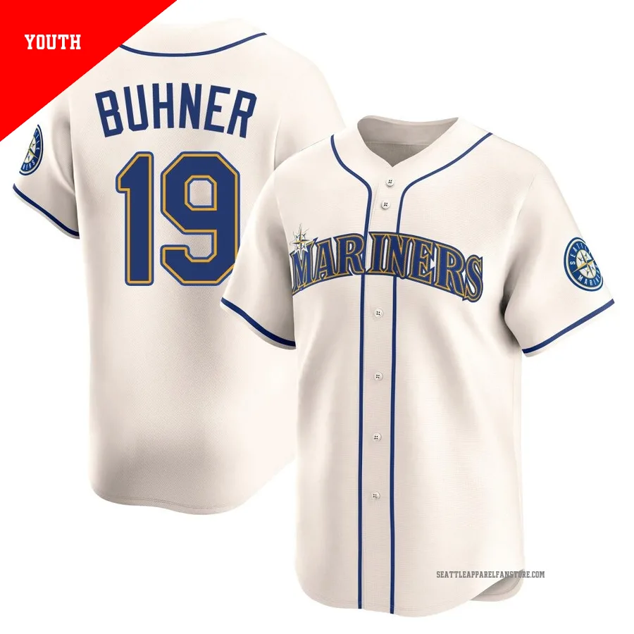 Youth Seattle Mariners ＃19 Jay Buhner Cream Limited Alternate Jersey