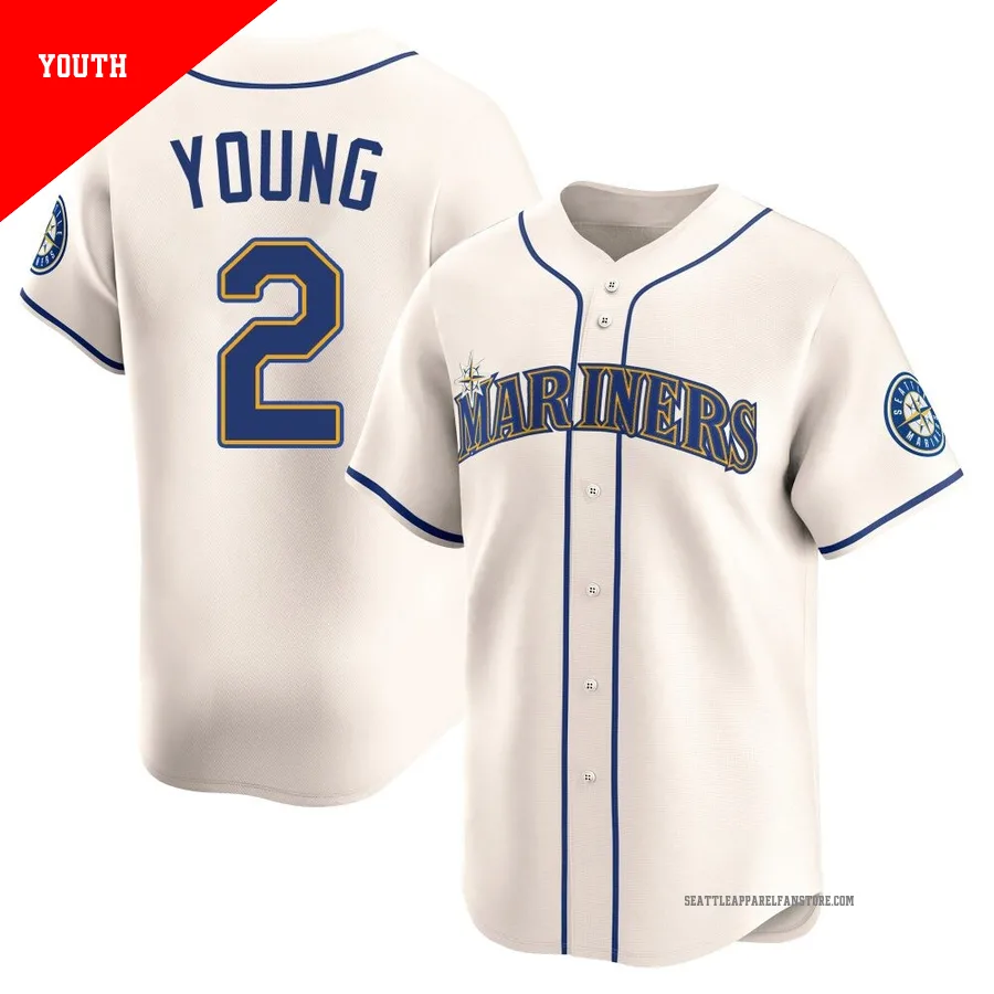 Youth Seattle Mariners ＃2 Cole Young Cream Limited Alternate Jersey