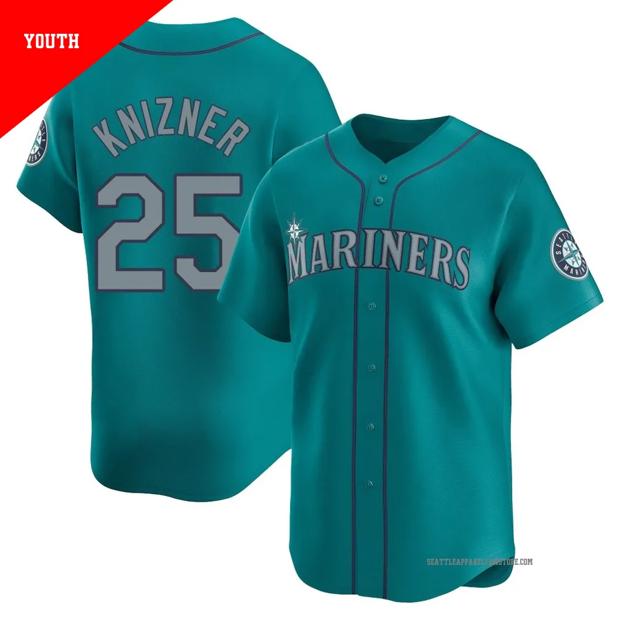 Youth Seattle Mariners ＃25 Andrew Knizner Aqua Limited Alternate Jersey