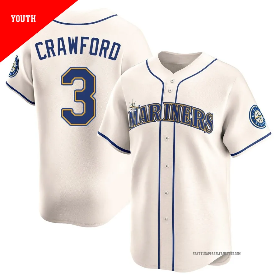 Youth Seattle Mariners ＃3 J.P. Crawford Cream Limited Alternate Jersey