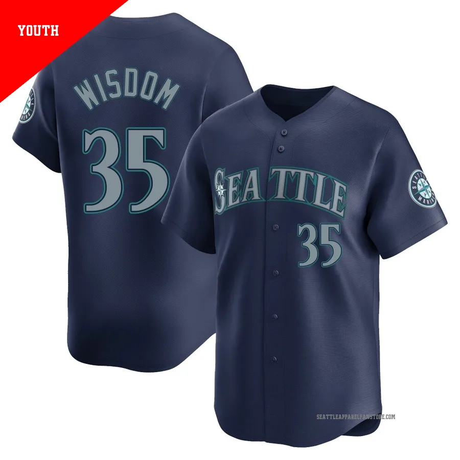 Youth Seattle Mariners ＃35 Patrick Wisdom Navy Limited Road Jersey