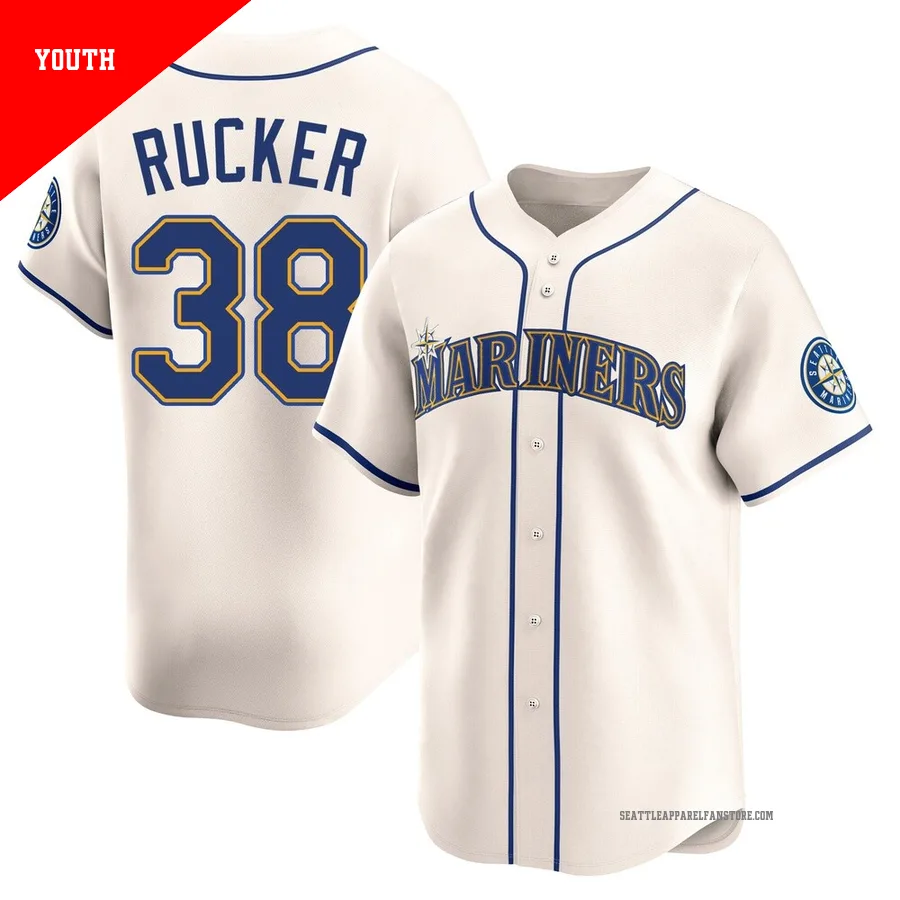Youth Seattle Mariners ＃38 Michael Rucker Cream Limited Alternate Jersey