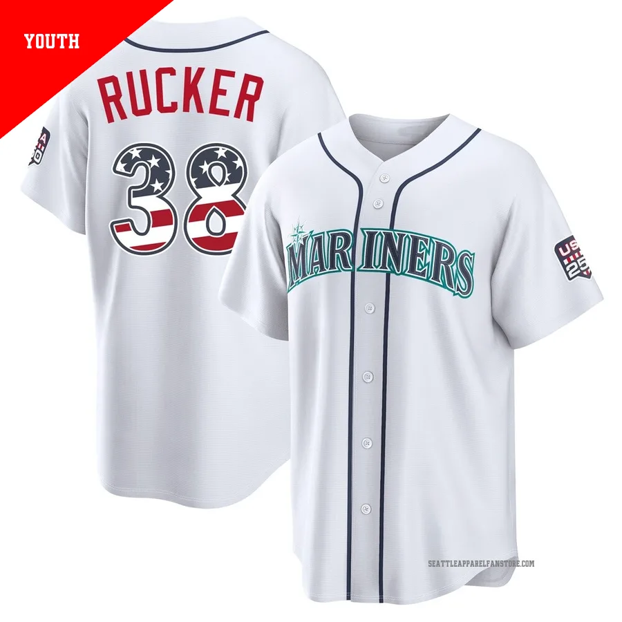 Youth Seattle Mariners ＃38 Michael Rucker White Limited USA 250 Fourth Of July Home Stadium Jersey