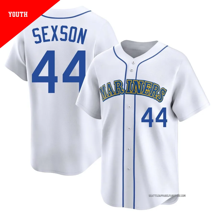Youth Seattle Mariners ＃44 Richie Sexson White Limited Throwback Cooperstown Collection Jersey