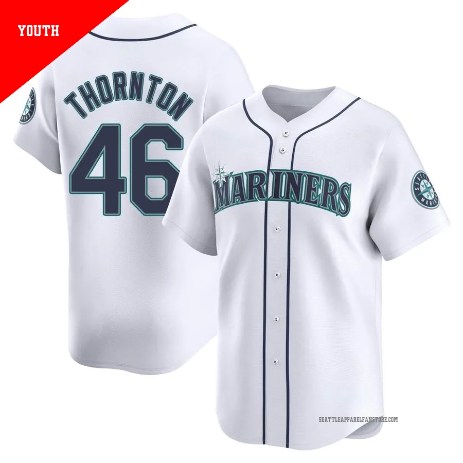 Youth Seattle Mariners ＃46 Trent Thornton White Limited Home Jersey