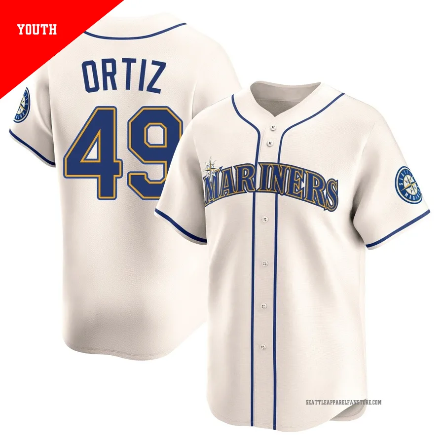 Youth Seattle Mariners ＃49 Robinson Ortiz Cream Limited Alternate Jersey