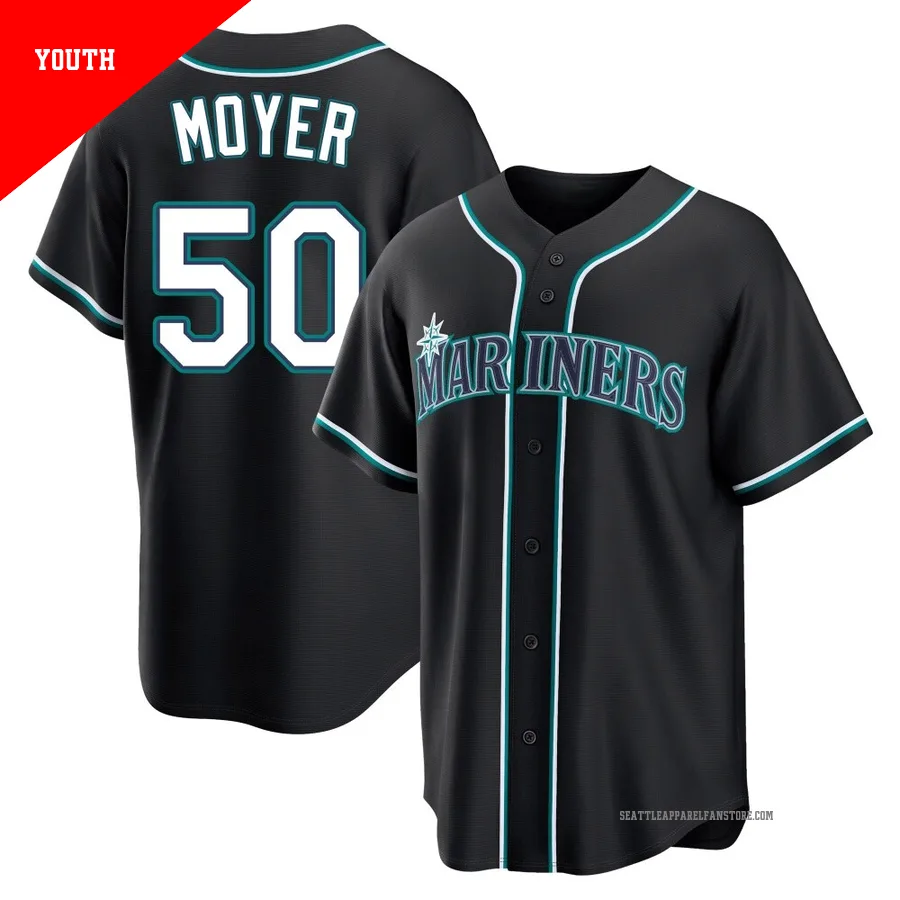 Youth Seattle Mariners ＃50 Jamie Moyer Black Replica Fashion Out Jersey