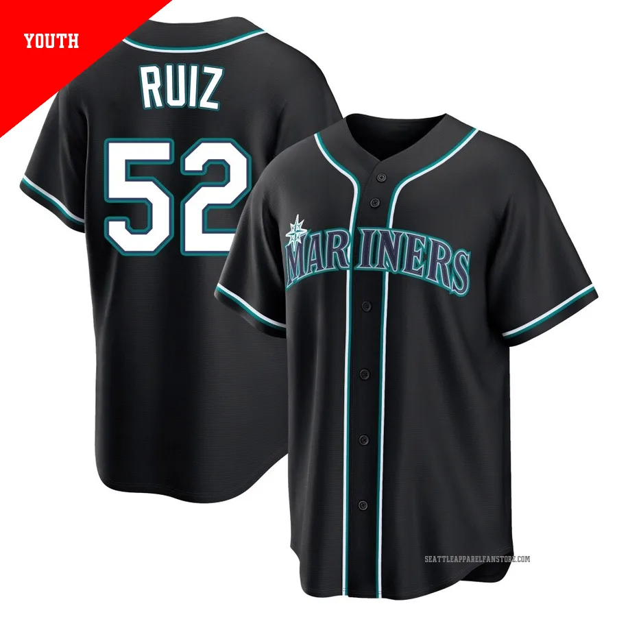Youth Seattle Mariners ＃52 Carlos Ruiz Black Replica Fashion Out Jersey