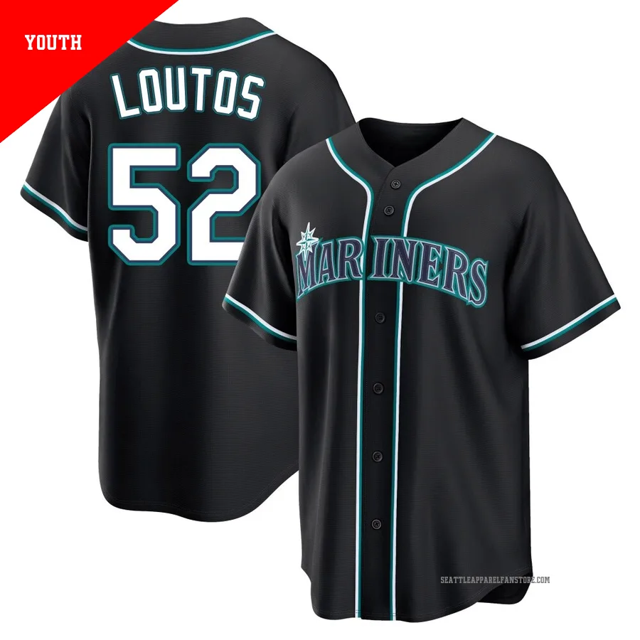 Youth Seattle Mariners ＃52 Ryan Loutos Black Replica Fashion Out Jersey