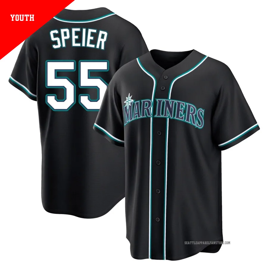 Youth Seattle Mariners ＃55 Gabe Speier Black Replica Fashion Out Jersey