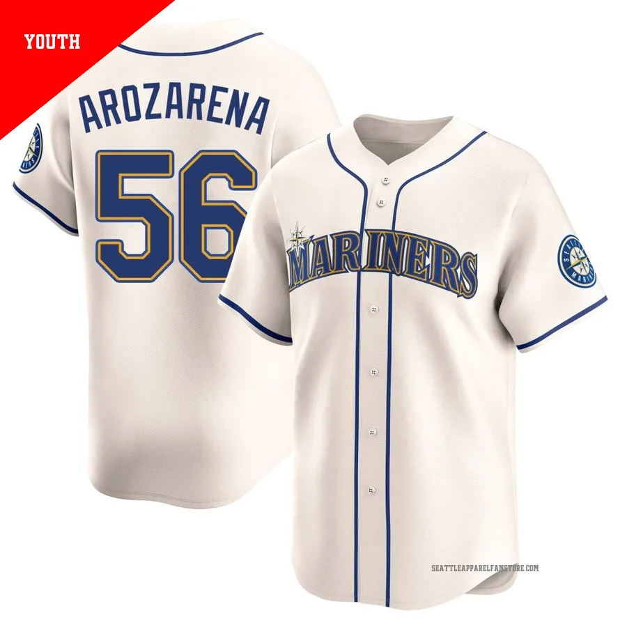 Youth Seattle Mariners ＃56 Randy Arozarena Cream Limited Alternate Jersey