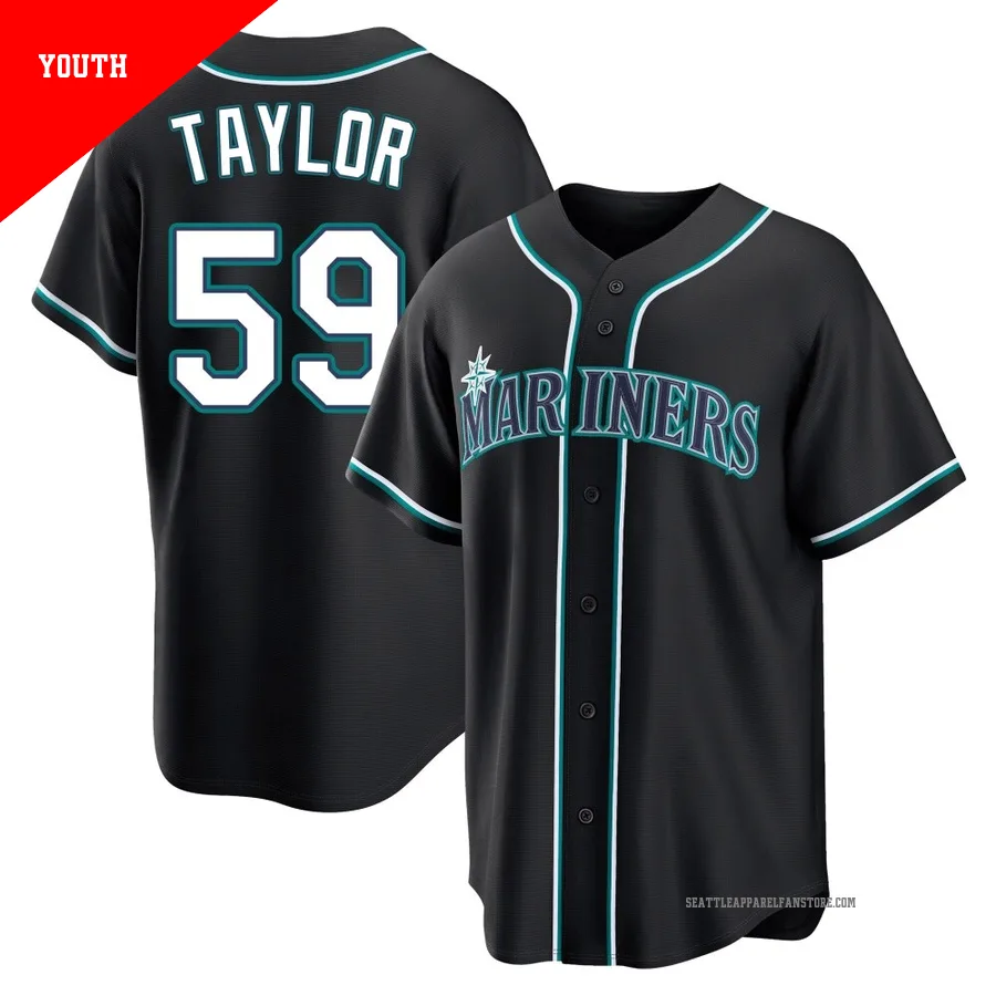 Youth Seattle Mariners ＃59 Troy Taylor Black Replica Fashion Out Jersey