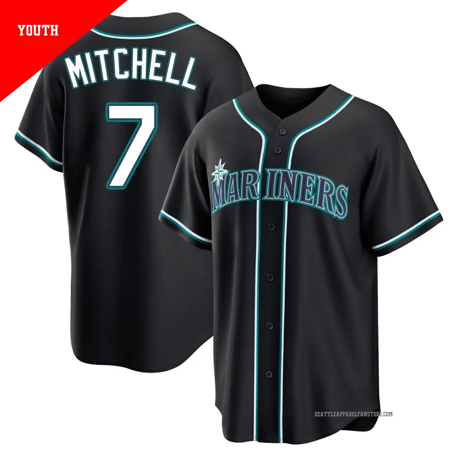 Youth Seattle Mariners ＃7 Kevin Mitchell Black Replica Fashion Out Jersey