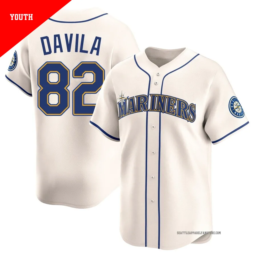 Youth Seattle Mariners ＃82 Nick Davila Cream Limited Alternate Jersey