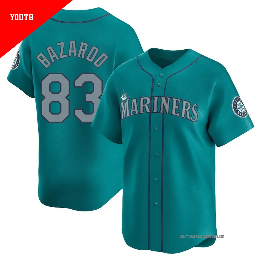 Youth Seattle Mariners ＃83 Eduard Bazardo Aqua Limited Alternate Jersey