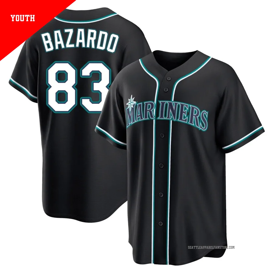 Youth Seattle Mariners ＃83 Eduard Bazardo Black Replica Fashion Out Jersey