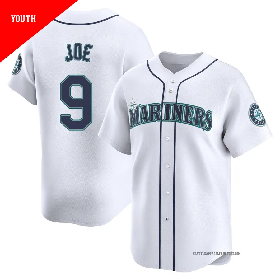 Youth Seattle Mariners ＃9 Connor Joe White Limited Home Jersey